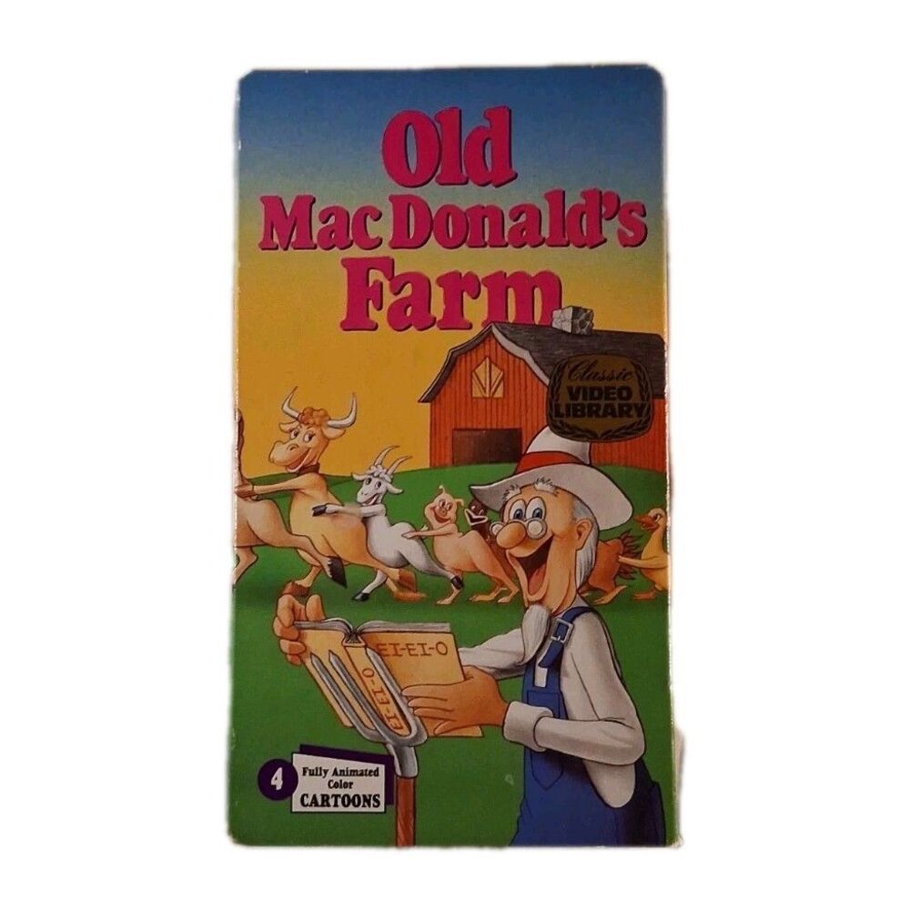 Old Macdonalds Farm VHS 4 Vintage 1990  Cartoons On One Cassette